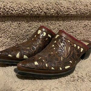 Tooled Leather Cowboy Mules